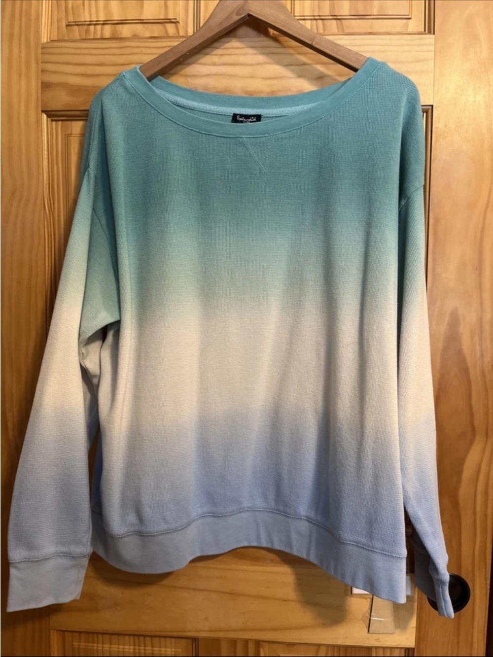 Splendid Mint-to-Light Blue Ombre Crewneck Sweater XL
